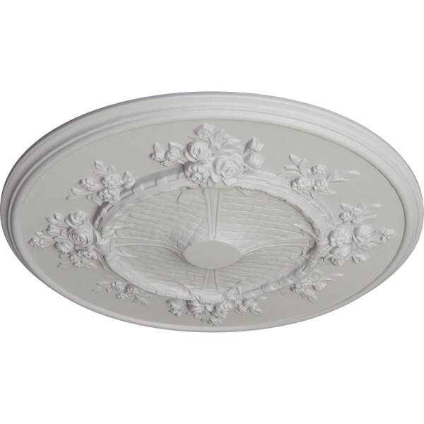 Flower Ceiling Medallion (Fits Canopies Up To 3 7/8), Hnd-Painted Ultra Pure White, 27OD X 1 1/8P